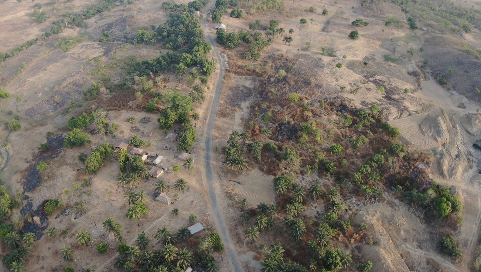 Aerial capture of a rural corridor at golden hour