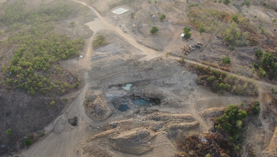 Aerial survey of a mining site captured from a fixed-wing sortie